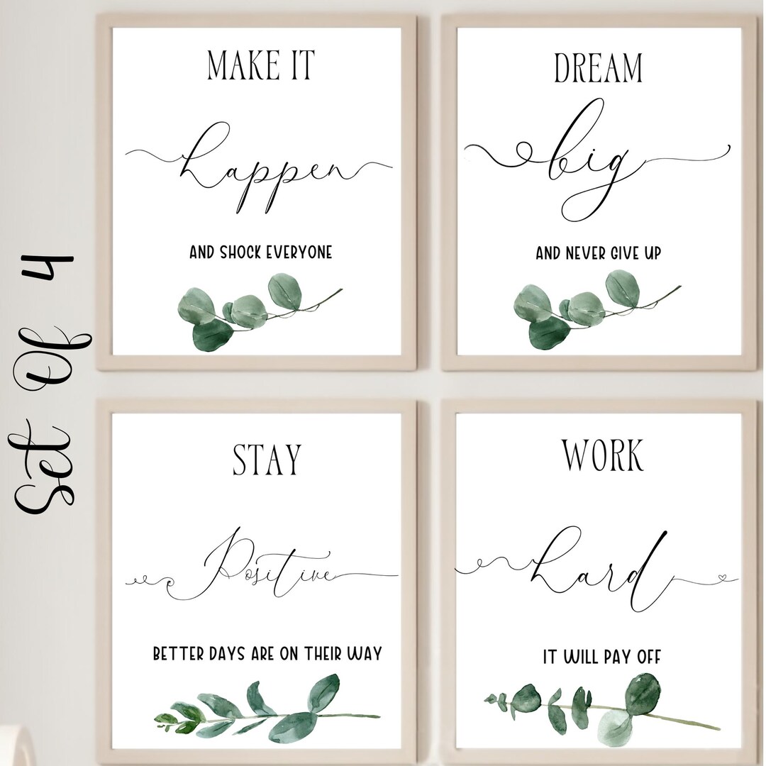Motivational Quote Prints Set: Inspirational Home Wall Decor - Etsy