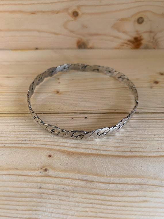 Bangle Solid Silver Vintage 925 Handmade Boho Chi… - image 4