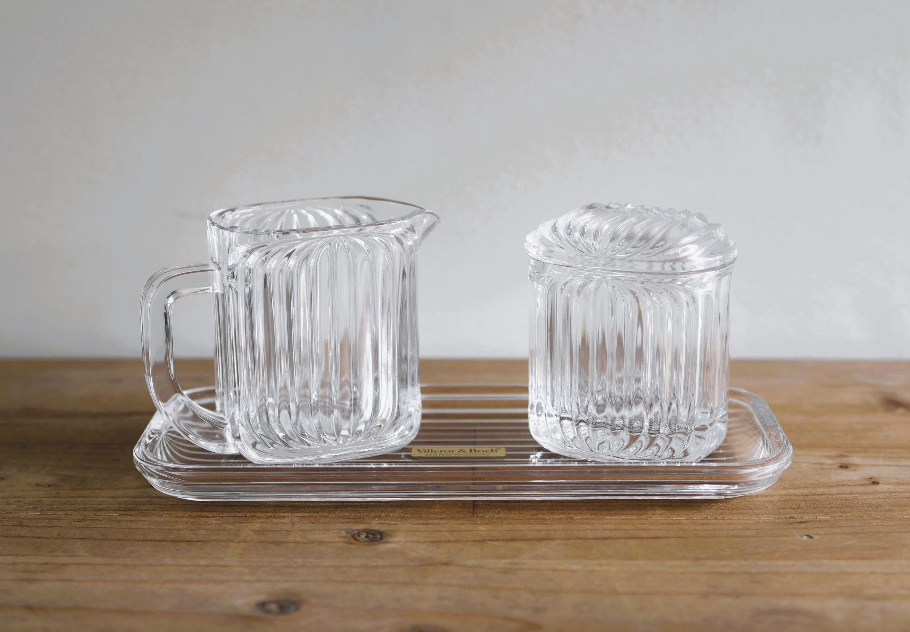 Vintage Villeroy & Boch Crystal “Quadra” Set of Creamer, Sugar Bowl and Dish / Vintage Crystal Set / Made in West Germany / 24% PbO