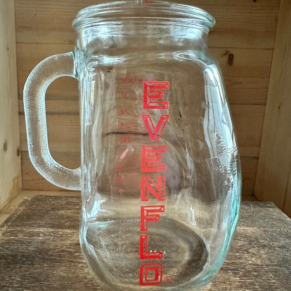 Vintage Evenflo Four Cup Glass Measuring Cup Pitcher Jug Ounces W/ Red Letters #2