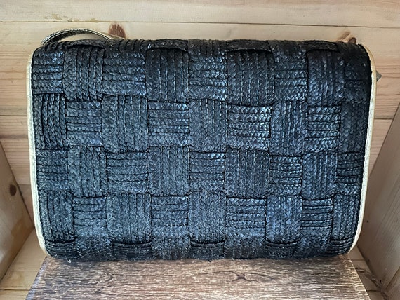La Regale Handbag Black Straw Shoulder Cross Body… - image 4