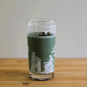 Hellenic Grecian Green Wedgwood Glass Jeanette Jasperware Vintage - 1 Glass