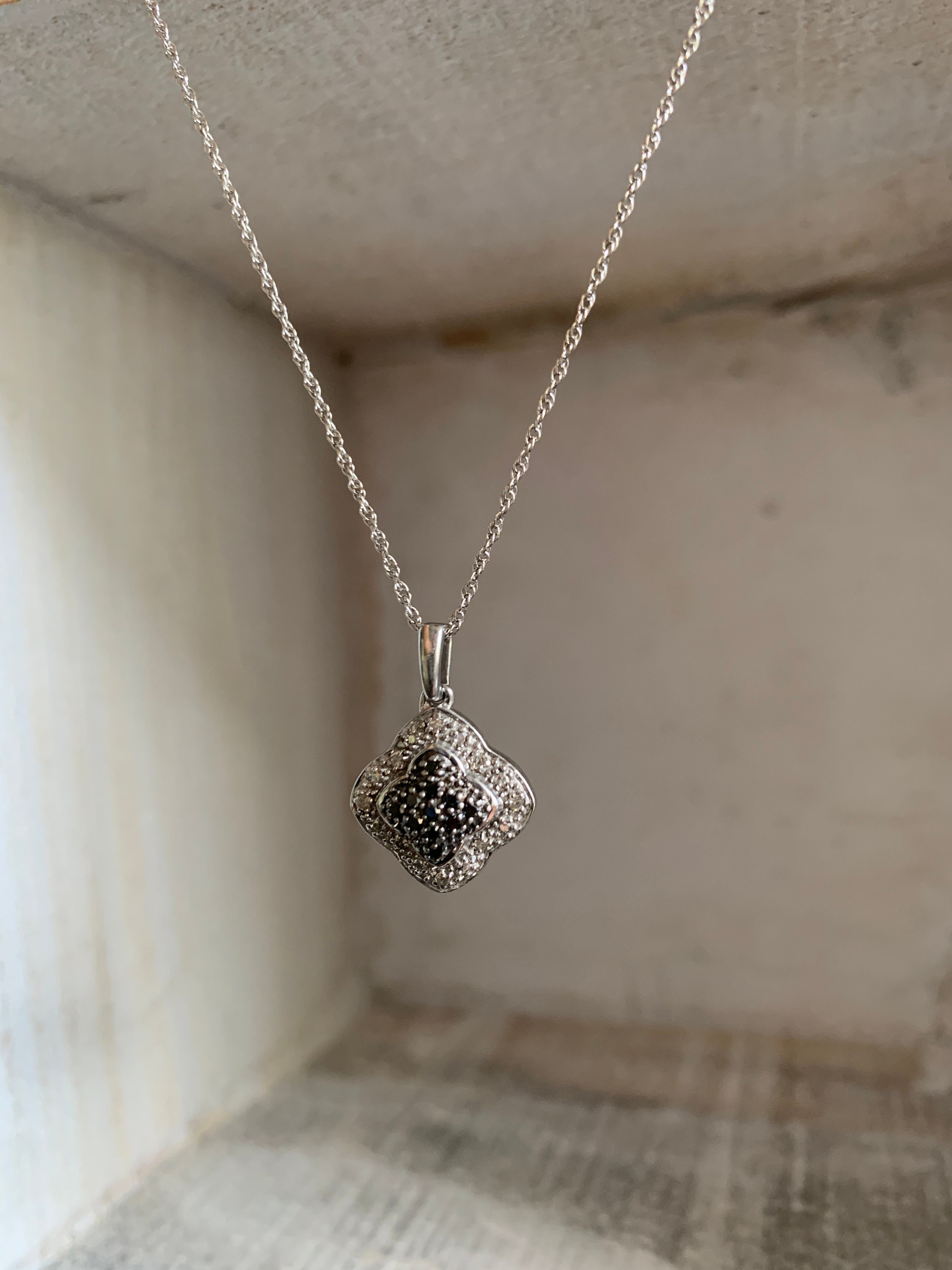 STERLING SILVER  fleur de lis necklace with marcasite stones 18inch 925 