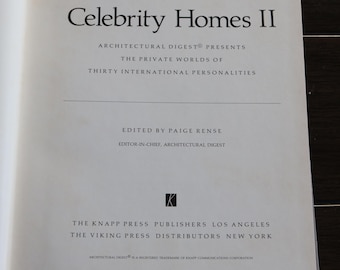 Architectural Digest Celebrity Homes II Vintage / FIRST EDITION 1981 /Hard Cover / No Jacket