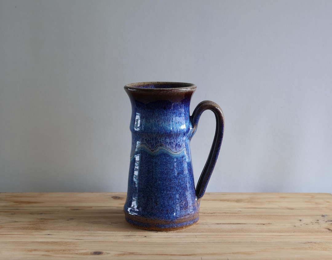 Vintage Studio Art Pottery Vase, Blue Drip Glaze, Signed - Etsy