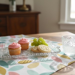 Bandeja de aperitivos de cristal transparente Anchor Hocking Colonial Lady 'Circles' / SE VENDE POR UNIDAD / Vintage