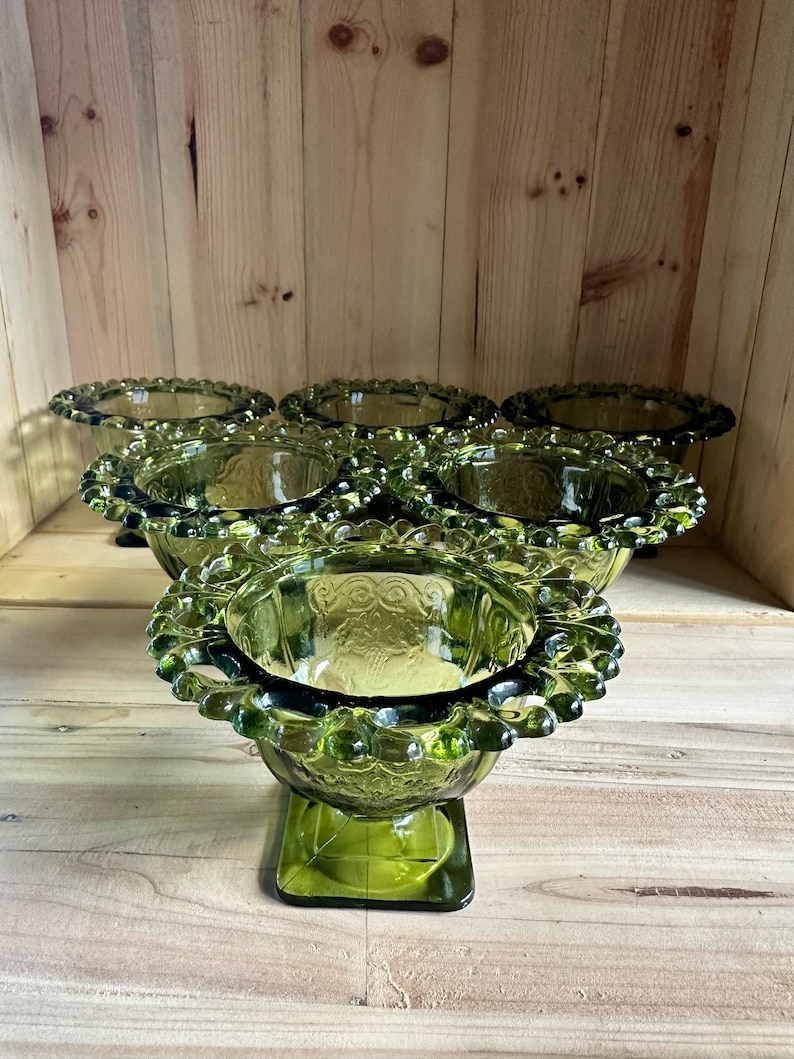 Indiana Glass Candy Dish Emerald Green Vintage Bowl Footed Depression