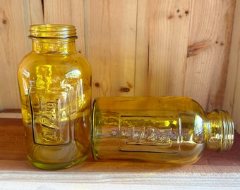 Vintage Glass Apothecary Bottle / SOLD INDIVIDUALLY / Vintage Medical Jars / Amber Yellow Thick Glass / 1/2 kg Bottles