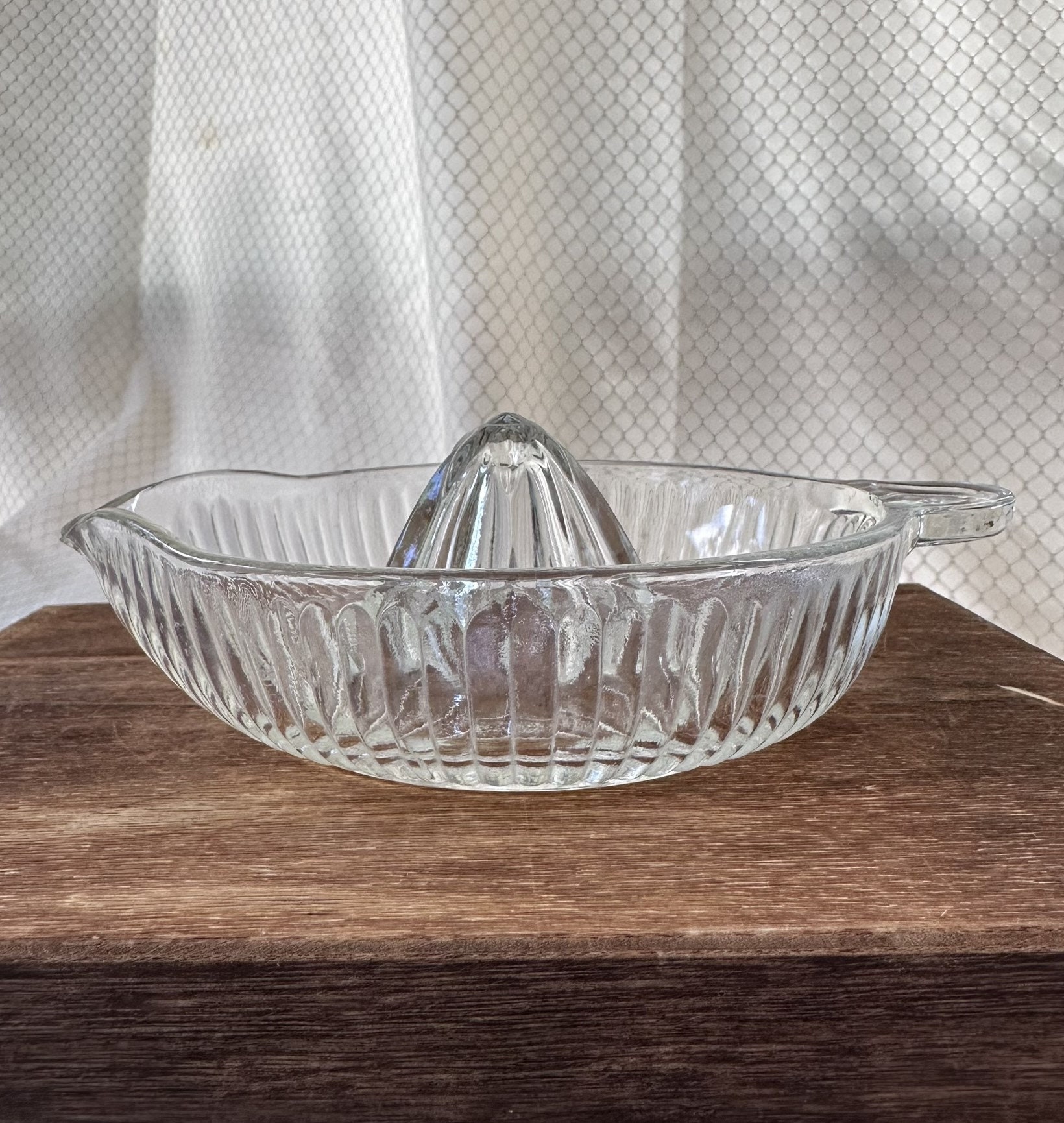 Vintage Clear Ribbed Glass Citrus Juicer Reamer