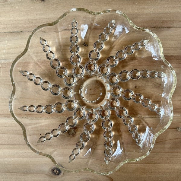 Footed Clear Glass Serving Plate Hobnail Bubble Vintage