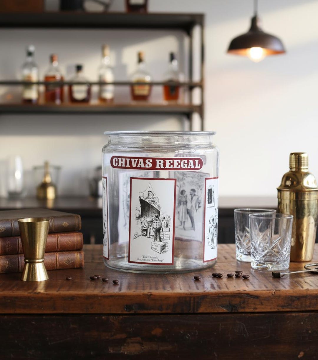 Chivas Regal Large Glass Display Jar / Vintage / No Lid / 10