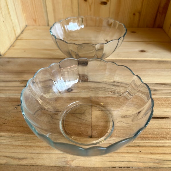 Arcoroc France Serving Bowls Clear Glass Set of 2 - 6"