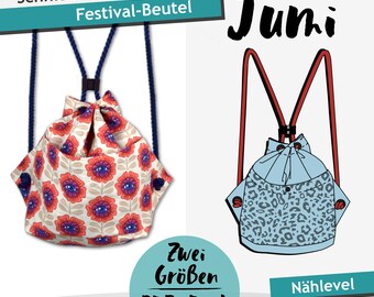 PDF Schnittmuster Festival-Beutel Jumi – zwei Größen | eBook Schnitt mit farbiger Nähanleitung (deutsch)