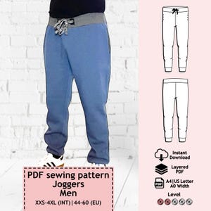 Men Joggers PDF Sewing Pattern, Jogger Pattern, Sweatpants Pattern Men, Pants Pattern for Men, unisex, Sewing Pattern