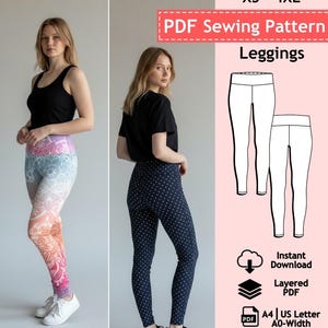 Women Leggings PDF Sewing Pattern, Pants Pattern, Sports Pants Pattern Women, Women Active Wear Pattern, Layered Sewing Pattern Women
