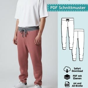 PDF sewing pattern with layers for men's jogging pants Anton, sizes XXS-4XL | eBook, men's sports pants, sweatpants pattern, sewing instructions (German)