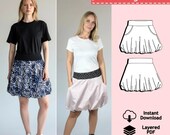 Women PDF Sewing pattern bubble skirt - layered and projector patterns