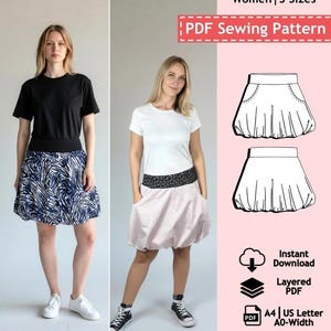Women PDF Sewing pattern bubble skirt - layered and projector patterns