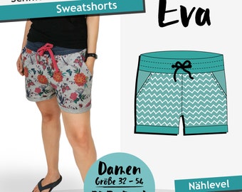 PDF Schnittmuster Sweatshorts / kurze Hose Eva Gr. 32-54 |  eBook Schnitt für Damen mit Nähanleitung (deutsch)