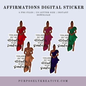 African American Women Digital Stickers | Goodnotes Digital Stickers | Print and Cut Stickers