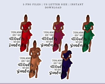 African American Women Digital Stickers | Goodnotes Digital Stickers | Print and Cut Stickers
