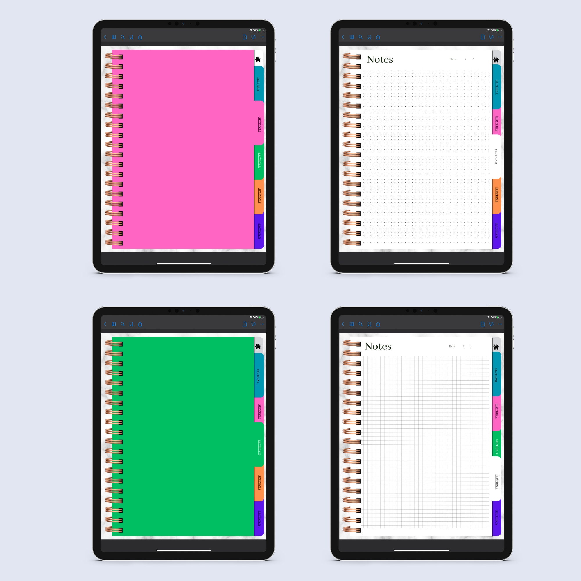 Digital 5 Subject Hyperlinked Notebook Canva Template, Digital Journal