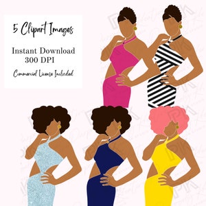Black Woman ClipArt, Fashionista ClipArt, Abstract Stickers, African American Clipart, Digital Planner Stickers, Black Girl Clipart
