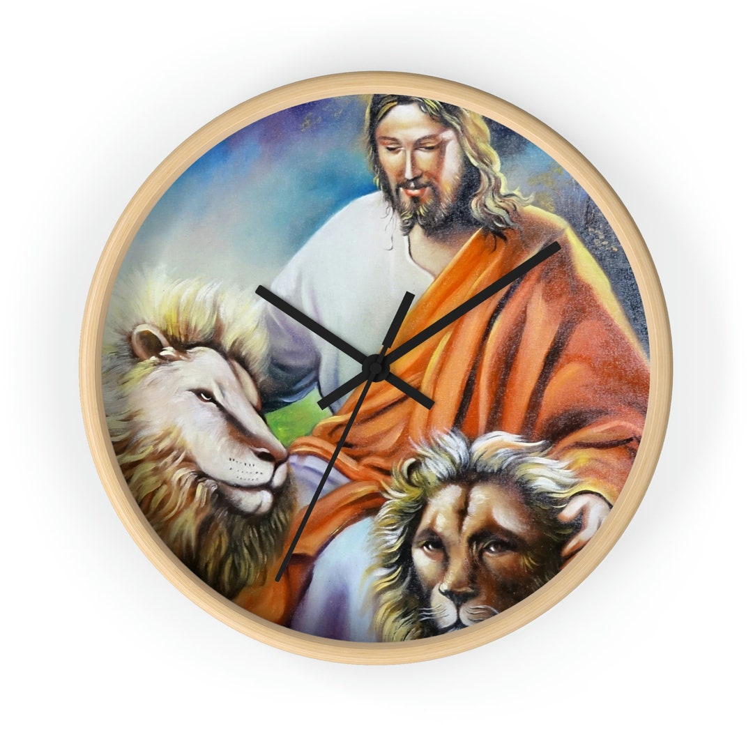 Jesus Wall Clock Christian Art Jesus Lion of Judah Etsy