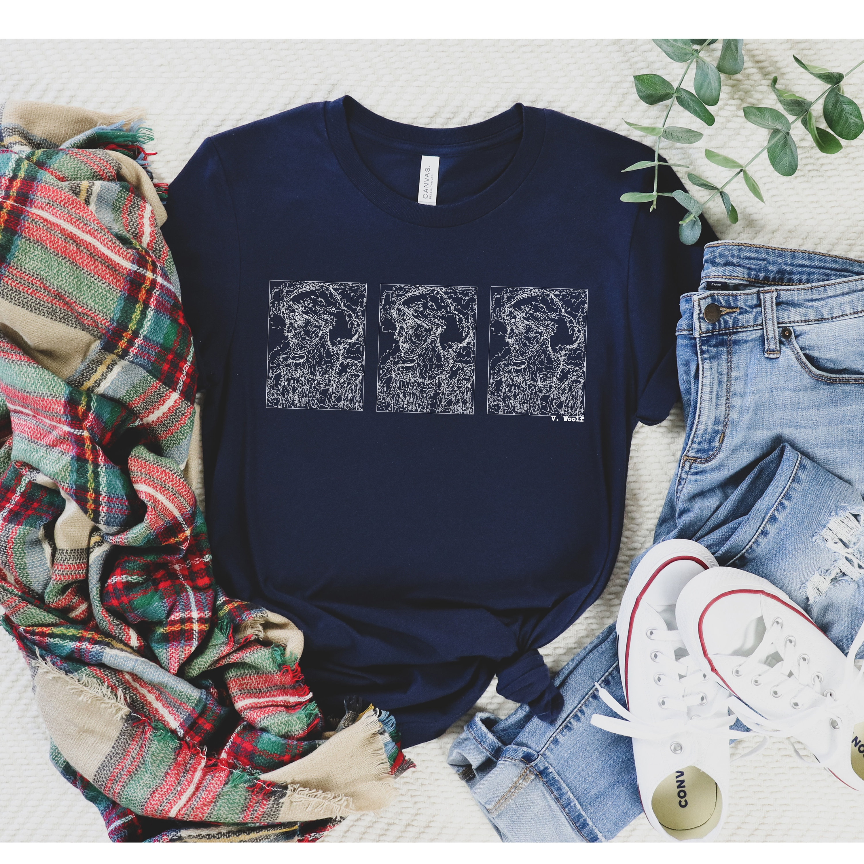 Women's T-Shirts [Out of Print] Virginia Woolf / To the Lighthouse V-Neck Tee (Oatmeal) (Womens) Virginia Woolf Shirt - Etsy