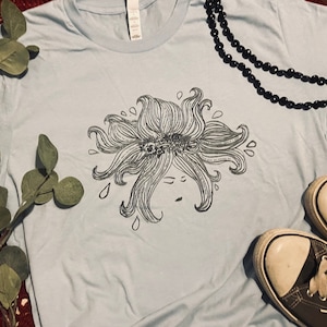 Ophelia, Hamlet shirt. Flower text in Hair shirt, Shakespeare shirt, literary shirt