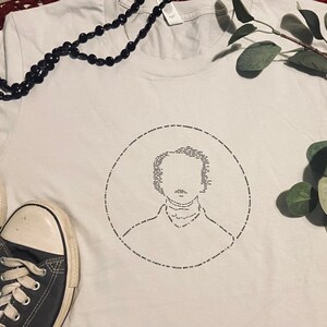 Edgar Allan Poe text portrait shirt