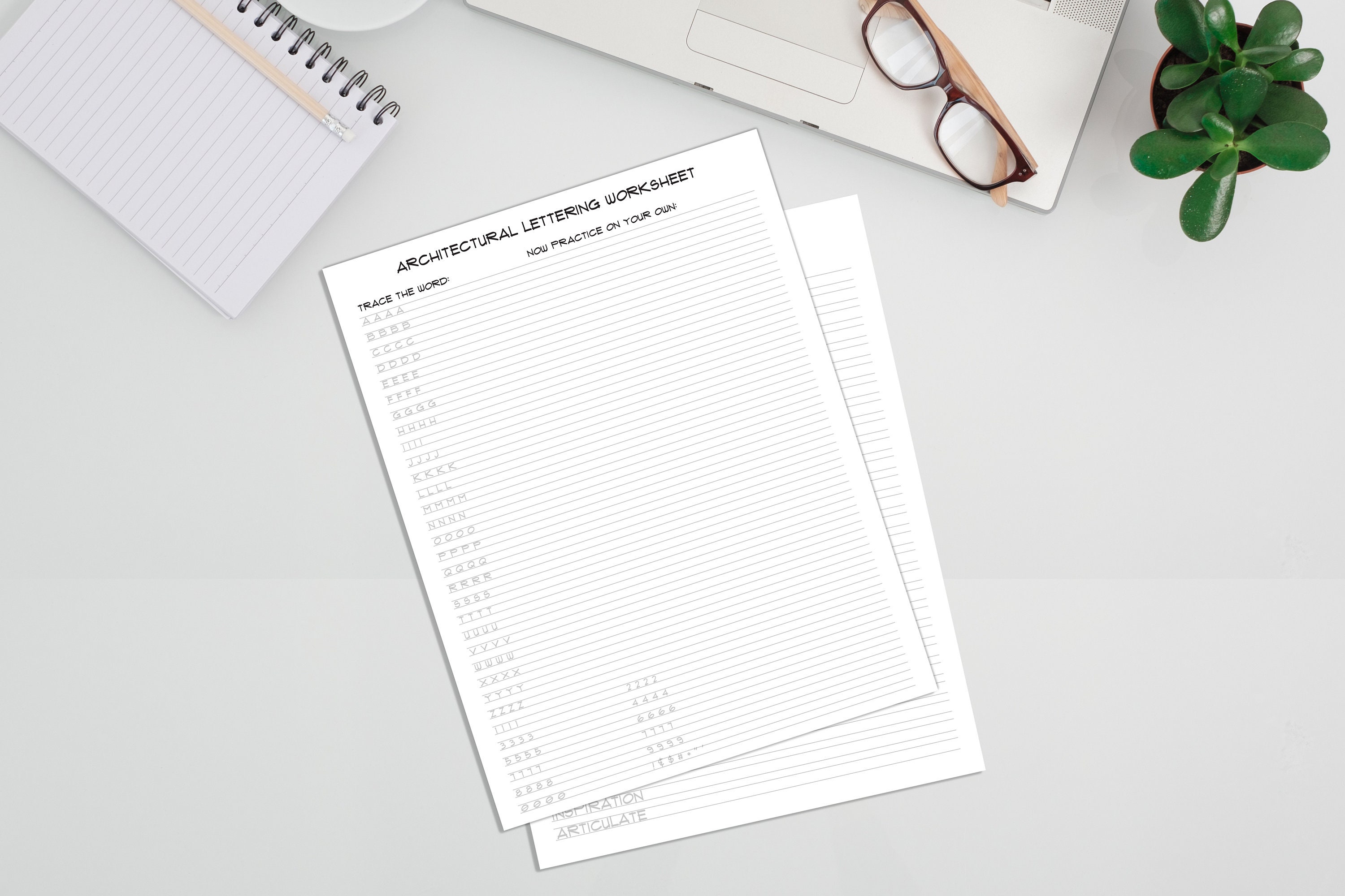Printable Architectural Handwriting Worksheets 4 Worksheet - Etsy