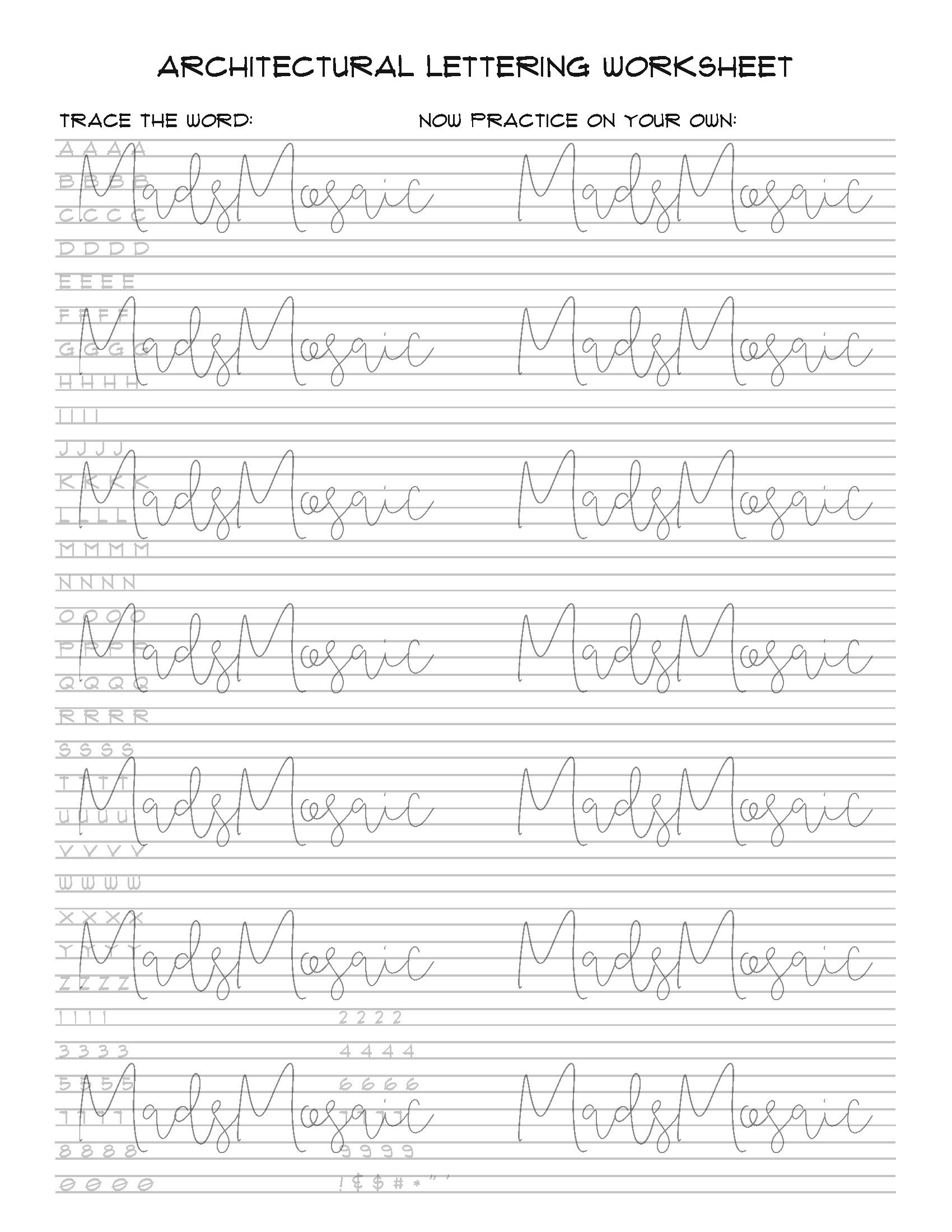 Architectural Lettering Workbook, Technical Handwriting Practice (PDF ...