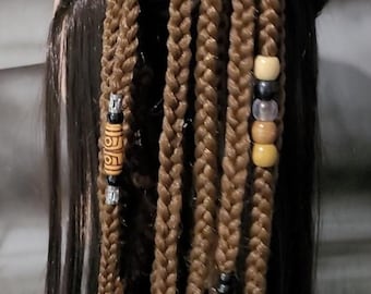 Gothic Fantasy Ponytail Extension: Dreadlock Braids with Tribal Beads