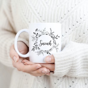 Personalized Floral White Mug | Custom Name Floral White Mug
