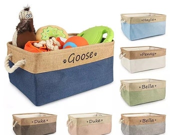 Personalized Foldable Pet Toy Basket | Custom Name Storage Basket