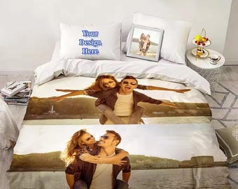 Personalisierte Foto-Collage Bettbezug & Kissenbezüge | Individuell bedrucktes Bettwäscheset aus Mikrofaser