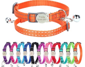 Personalized Reflective Nylon Cat Collar with Bell