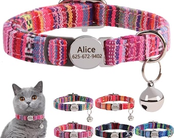 Personalized Cat Collar with Bell | Custom Name & Number Collar