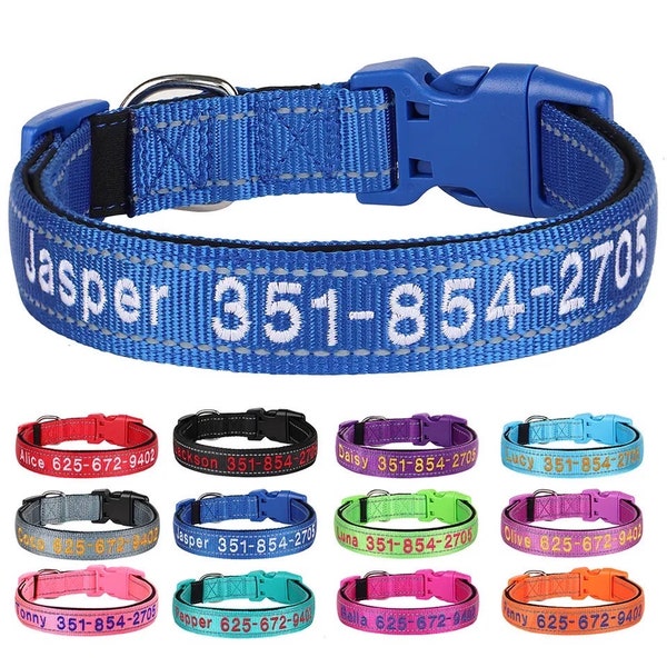 Personalized Dog Collar With Embroidered Name & Phone Number - Reflective, Adjustable Nylon (Sizes XXS-XXL) 6 thumbnail image