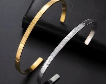 Custom Name Text Bangle  | Personalized Bracelet for Couples