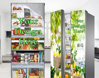 Custom Refrigerator Sticker  | Full Vinyl Door Cover | Personalized PVC Fridge Sticker