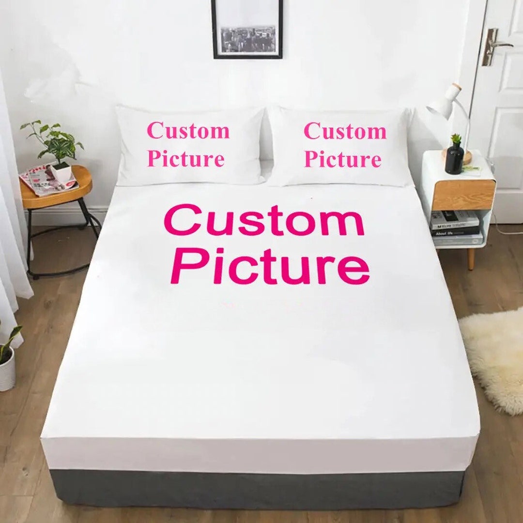 Custom Photo/design Fitted Bed Sheet Personalized Fitted Sheet With