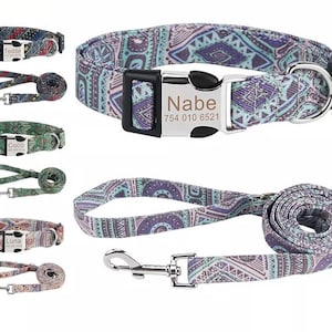 Personalisierte Hundehalsband & Leine Set | Benutzerdefinierte Name Anzahl Kragen Set