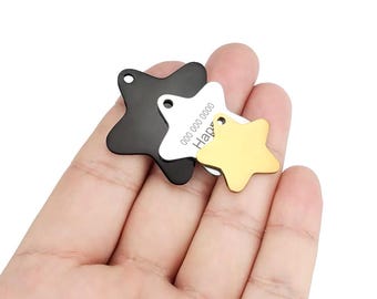 Personalized Star Pet ID Tag | Custom Engraved Collar Charm