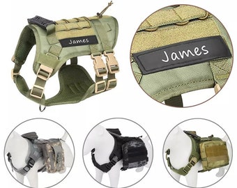 Personalized Tactical Vest for Medium Large Dogs  | Custom Name & Number Pet Harness