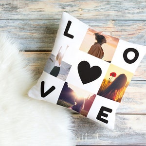 Custom Photos &quot;LOVE&quot; Square Pillow Cover | Personalized Photo Pillowcase