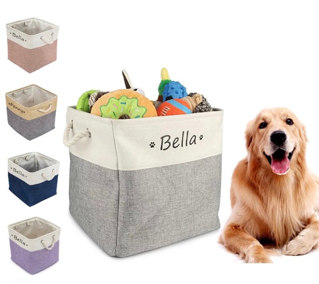 Personalized Foldable Pet Toy Basket Custom Name Foldable Basket