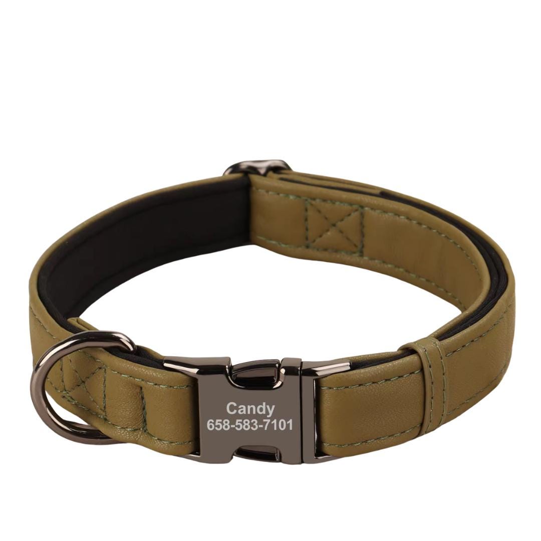Hundemarke Mit Gravur Edelstahl Personalisiertes PU-Leder Hundehalsband Mit  Gravur  Weich Gepolstert & Verstellbar Fr Chihuahua, Frenchie & Co.