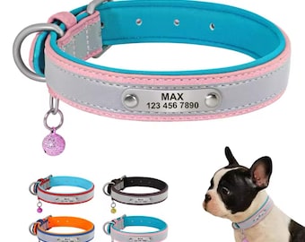 Personalized Engraved Collar with Bell  | Custom Name Reflective Cat Small Dog Collar